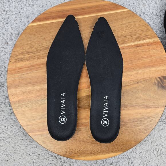 Vivaia Women 37.5 Vienna Black White Pointed Toe V Cut Casual Daily Ballet Flats - Picture 14 of 15